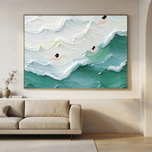 Textured Ocean Swimmers Abstract Art #NM702