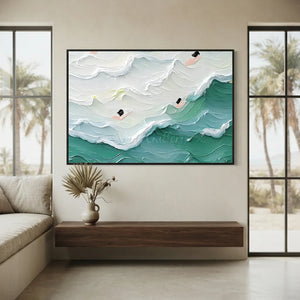 Textured Ocean Swimmers Abstract Art #NM702