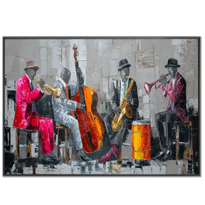 Vibrant Jazz Band Textured Oil Painting #NM405