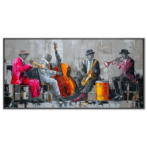 Vibrant Jazz Band Textured Oil Painting #NM405