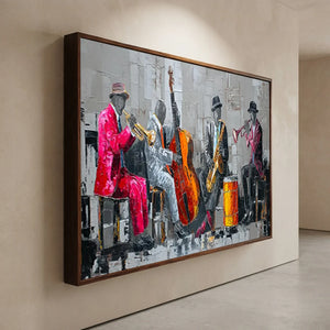 Vibrant Jazz Band Textured Oil Painting #NM405