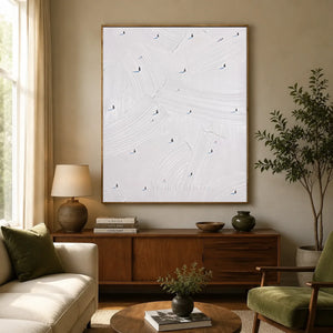 Serene White Textured Abstract Art #NM557