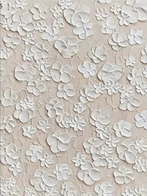 White 3D Floral Textured Hand-Painted Minimalist Blossom Canvas Art #SS068