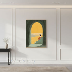 Minimalist Arch Archway Hand-Painted Textured Landscape Oil Painting #SS213
