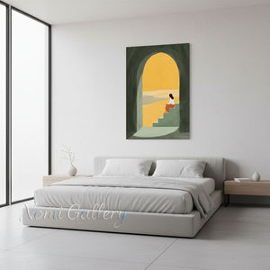 Minimalist Arch Archway Hand-Painted Textured Landscape Oil Painting #SS213