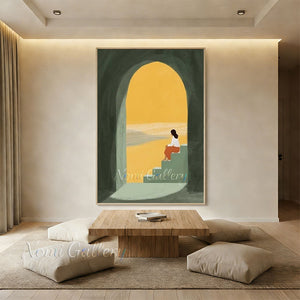 Minimalist Arch Archway Hand-Painted Textured Landscape Oil Painting #SS213