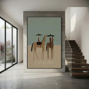 Folk Minimalist Cowboy Oil Painting #SS333
