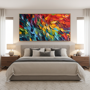 Vibrant 3D Impasto Abstract Palette Knife Oil Painting #SS075