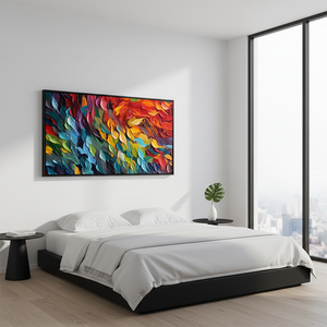 Vibrant 3D Impasto Abstract Palette Knife Oil Painting #SS075
