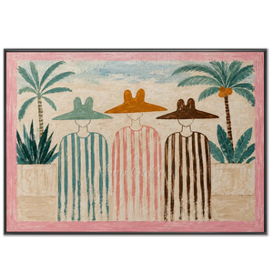 Summer Trio with Palm Trees Textured Handmade Oil Painting #NM234