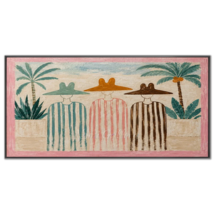 Summer Trio with Palm Trees Textured Handmade Oil Painting #NM234