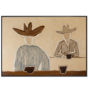 Cowboy Coffee Break Abstract Oil Painting #NM235