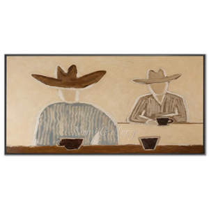 Cowboy Coffee Break Abstract Oil Painting #NM235