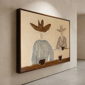 Cowboy Coffee Break Abstract Oil Painting #NM235