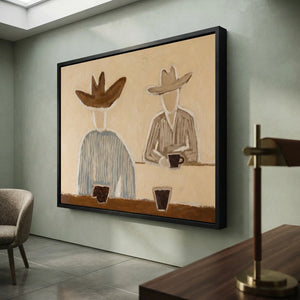 Cowboy Coffee Break Abstract Oil Painting #NM235