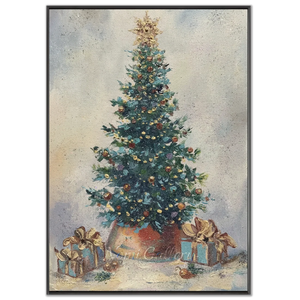 Cozy Christmas Tree & Gifts Textured Oil Painting #NM560