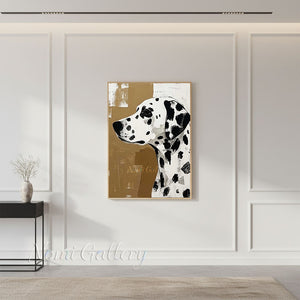 Vintage Dalmatian Dog Hand-Painted Abstract Textured Oil Painting #SS215