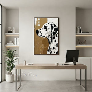 Vintage Dalmatian Dog Hand-Painted Abstract Textured Oil Painting #SS215