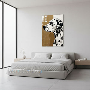 Vintage Dalmatian Dog Hand-Painted Abstract Textured Oil Painting #SS215