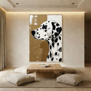 Vintage Dalmatian Dog Hand-Painted Abstract Textured Oil Painting #SS215