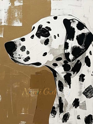 Vintage Dalmatian Dog Hand-Painted Abstract Textured Oil Painting #SS215