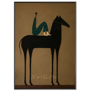 Handmade Folk Cowboy Oil Painting #SS334