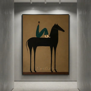 Handmade Folk Cowboy Oil Painting #SS334