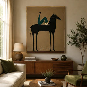 Handmade Folk Cowboy Oil Painting #SS334