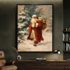 Father Christmas Winter Walk Oil Painting #NM562