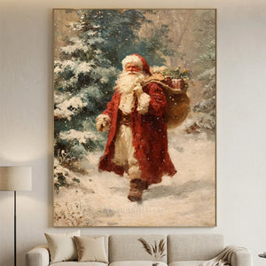 Father Christmas Winter Walk Oil Painting #NM562