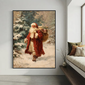 Father Christmas Winter Walk Oil Painting #NM562