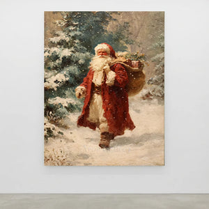 Father Christmas Winter Walk Oil Painting #NM562