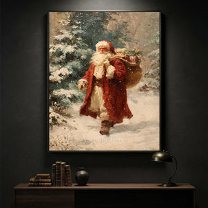 Father Christmas Winter Walk Oil Painting #NM562