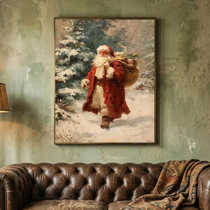 Father Christmas Winter Walk Oil Painting #NM562
