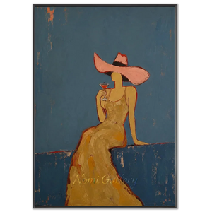 Elegant Woman with Cocktail Oil Painting #NM263