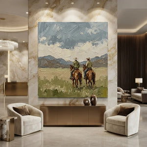Textured Western Landscape with Cowboys on Horseback #NM245