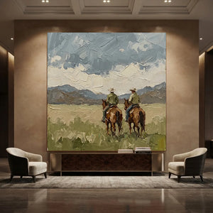 Textured Western Landscape with Cowboys on Horseback #NM245