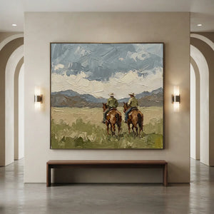 Textured Western Landscape with Cowboys on Horseback #NM245