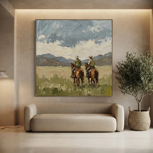 Textured Western Landscape with Cowboys on Horseback #NM245