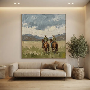 Textured Western Landscape with Cowboys on Horseback #NM245
