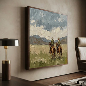 Textured Western Landscape with Cowboys on Horseback #NM245