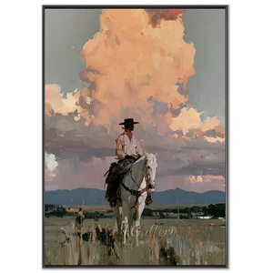 Cowboy on Horseback, Golden Sky #NM266