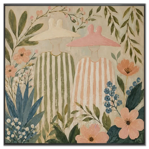 Whimsical Garden Duo: Hand-Painted Floral Figures #NM246