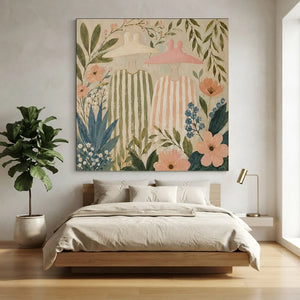 Whimsical Garden Duo: Hand-Painted Floral Figures #NM246
