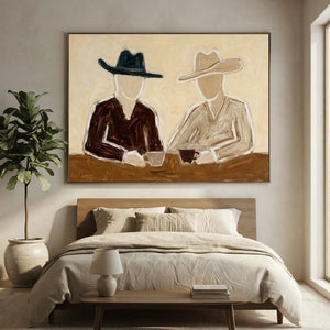 Abstract Figures with Hats Textured Oil Painting #NM236
