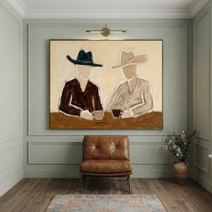 Abstract Figures with Hats Textured Oil Painting #NM236