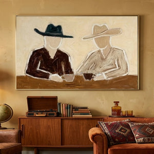 Abstract Figures with Hats Textured Oil Painting #NM236