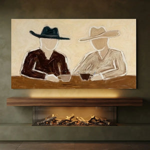 Abstract Figures with Hats Textured Oil Painting #NM236