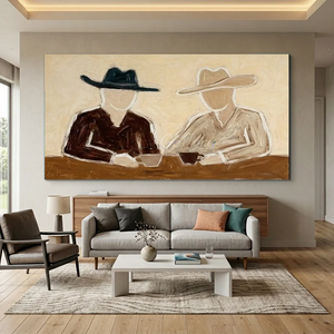Abstract Figures with Hats Textured Oil Painting #NM236