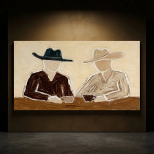 Abstract Figures with Hats Textured Oil Painting #NM236